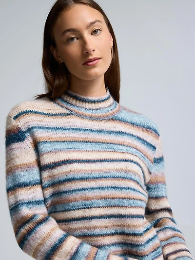 Striped Mock Neck Sweater