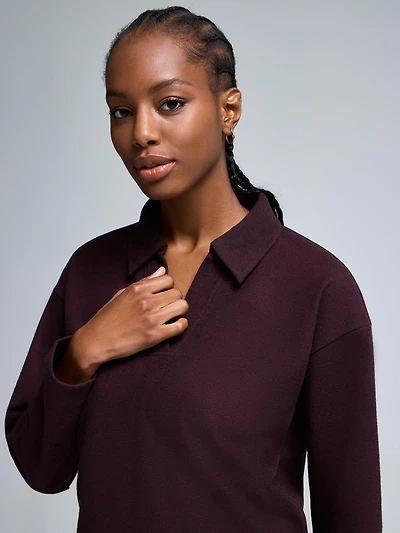 Johnny Collar Ribbed Cotton-Blend Top