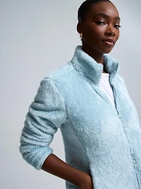 Veste en peluche avec fermeture éclair sur le devant