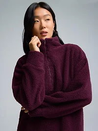 Haut en sherpa à fermeture éclair au quart