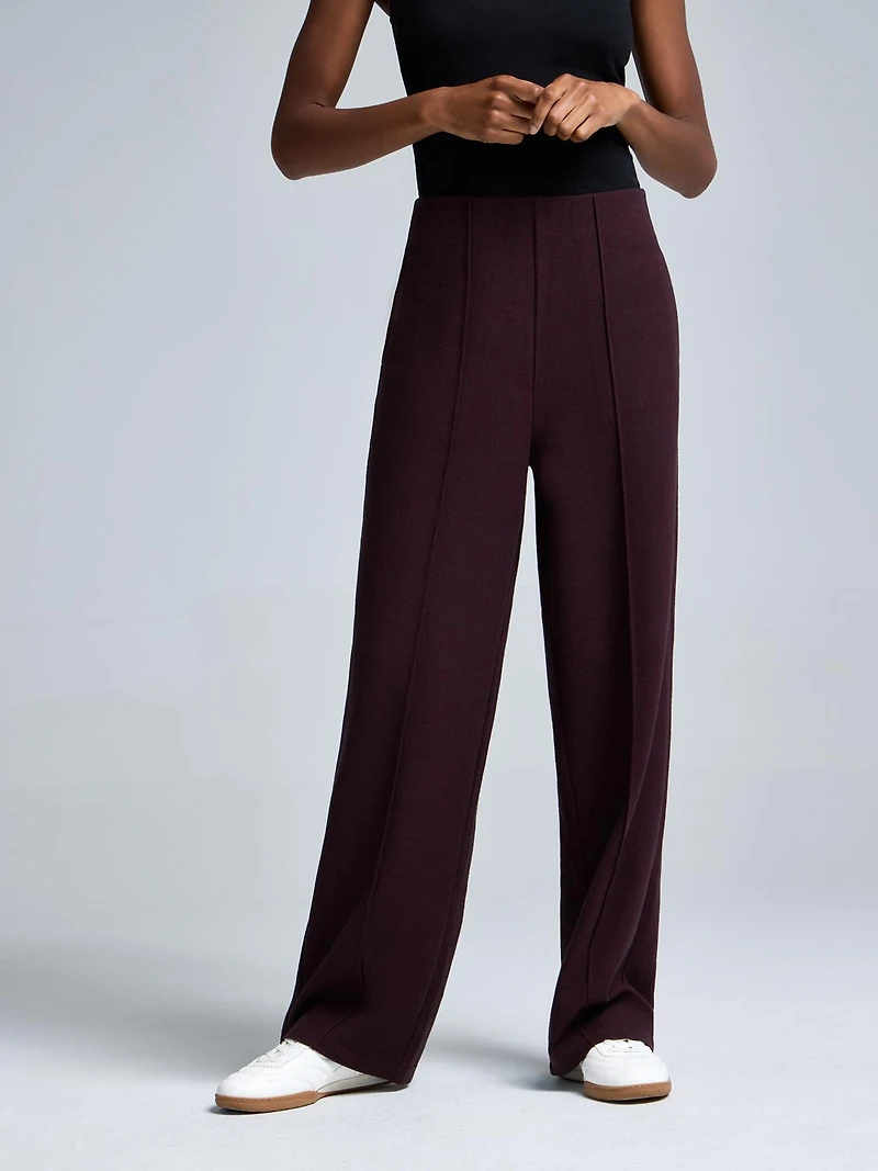 Cotton-Blend Brushed Rib Melange Pants