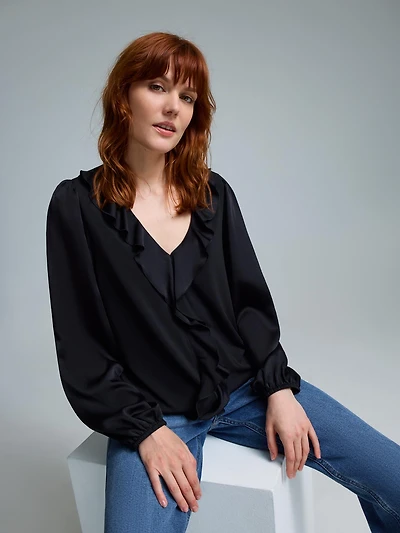 Ruffle V-Neck Top