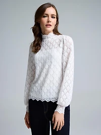 Scallop Lace Mock Neck Top
