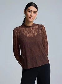 Floral Embroidered Mesh Top