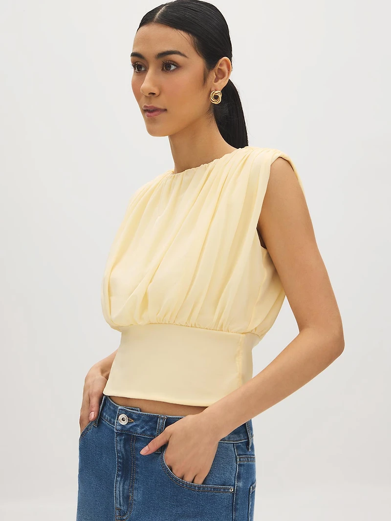 Sleeveless Mesh Bubble Top