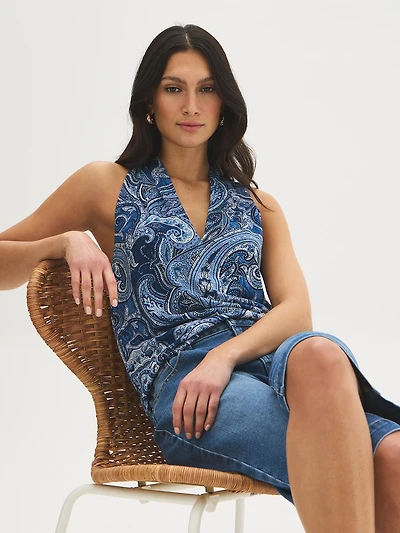 Paisley Print Halter Top