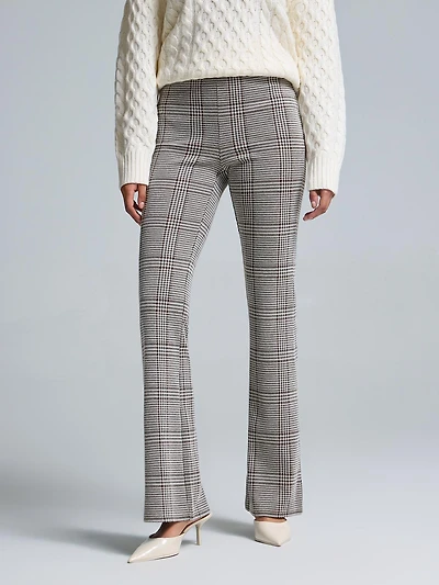 Pantalon à jambes évasées en jacquard carreaux