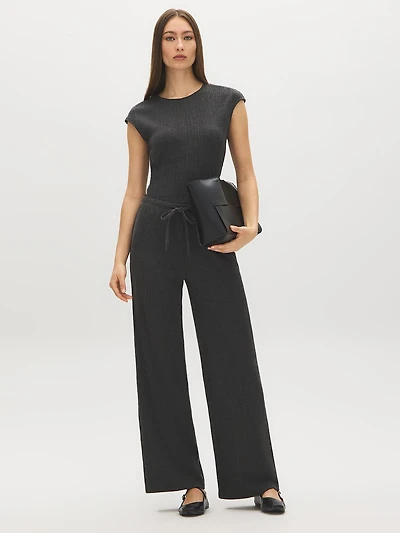 Textured Wide-Leg Pants