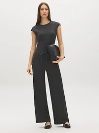 Textured Wide-Leg Pants