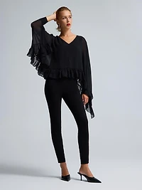 Rhinestone Trim Velour Skinny Pants