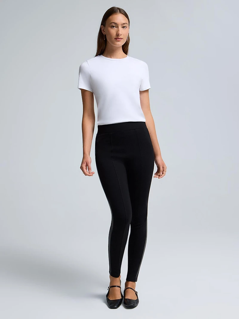 Faux Leather Trim Skinny Pants