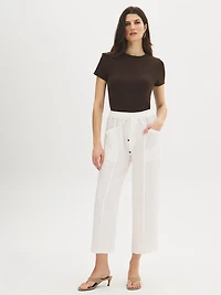 Pantalon court et texturé à cordon de serrage