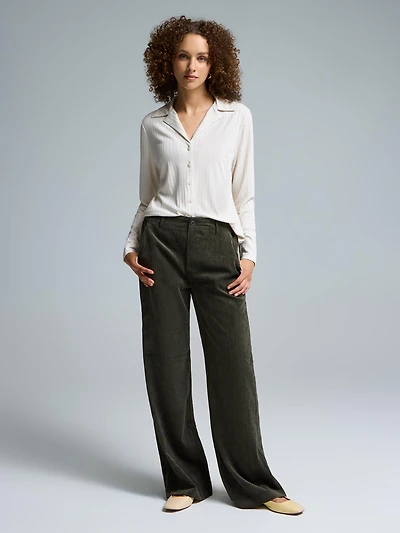 Wide-Leg Corduroy Pants