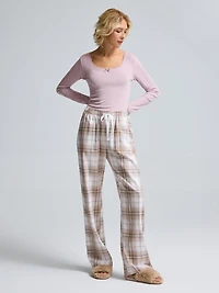 Wide Leg Plaid Pajama Pants