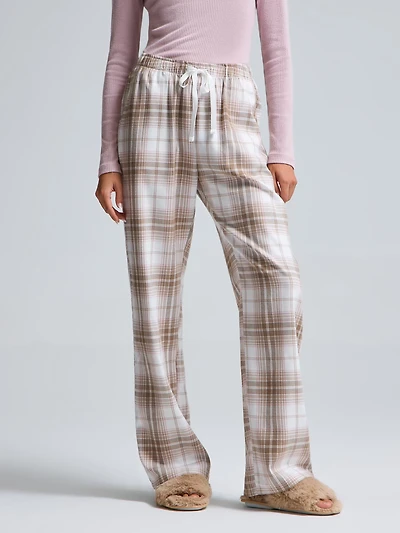 Wide Leg Plaid Pajama Pants