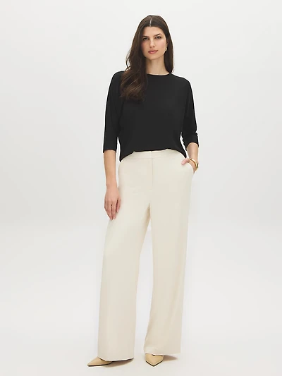 Pantalon taille haute à jambes larges