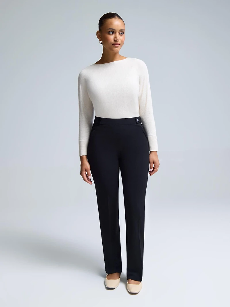 Straight Leg Clean Front Crepe Pants