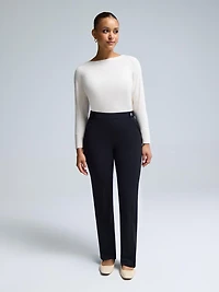 Straight Leg Clean Front Crepe Pants