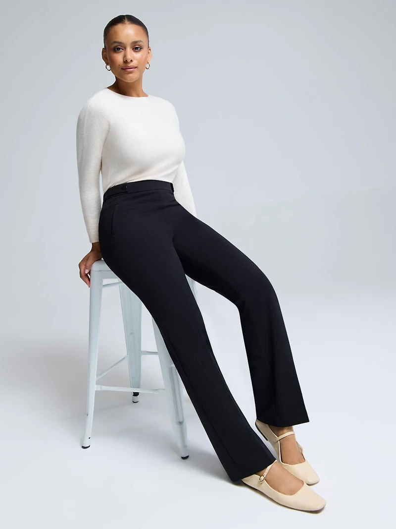 Straight Leg Clean Front Crepe Pants