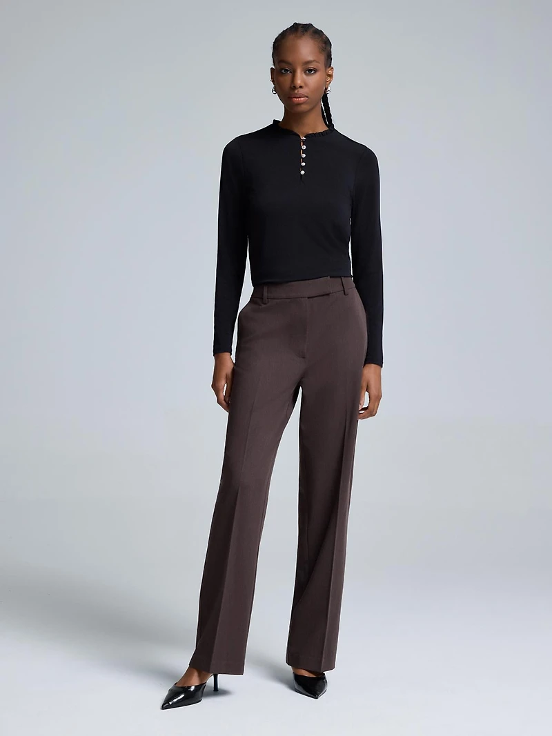 Pantalon à jambe droite en sergé