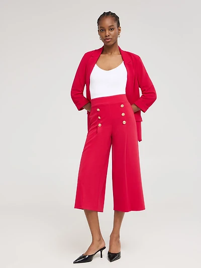 Wide-Leg Gaucho Pants With Button Details