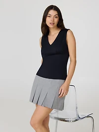 Houndstooth Pleated Mini Skirt