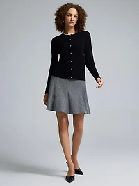 Herringbone Pleated Mini Skirt