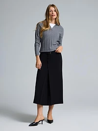Box-Pleated Midi Skirt