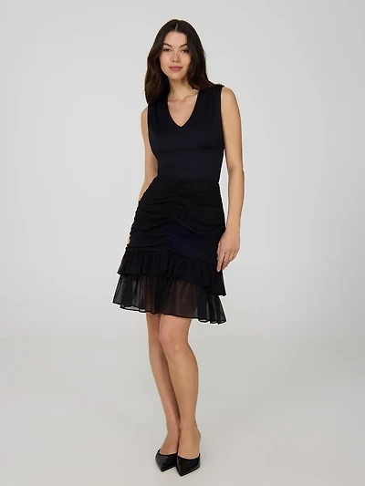 Ruched Front Tiered Short Skirt