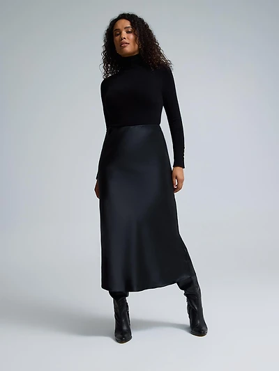 Bias-Cut Satin Skirt