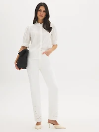 Cotton Embroidered Straight-Leg Jeans