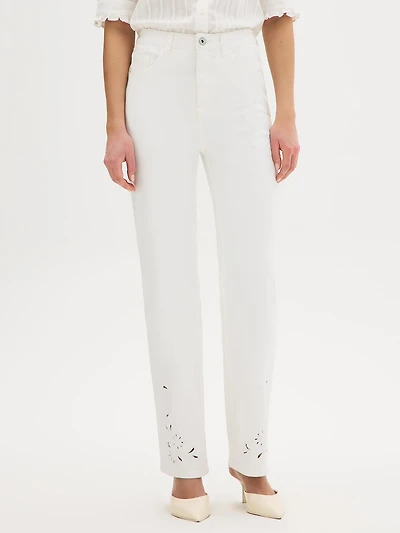 Cotton Embroidered Straight-Leg Jeans