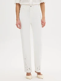 Cotton Embroidered Straight-Leg Jeans