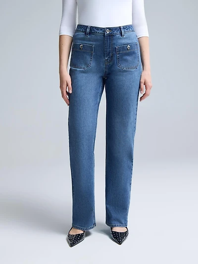 Medium Wash Straight-Leg Jeans