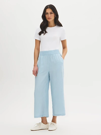 Pantalon gaucho en denim à rayures