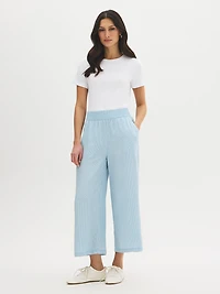 Pantalon gaucho en denim à rayures