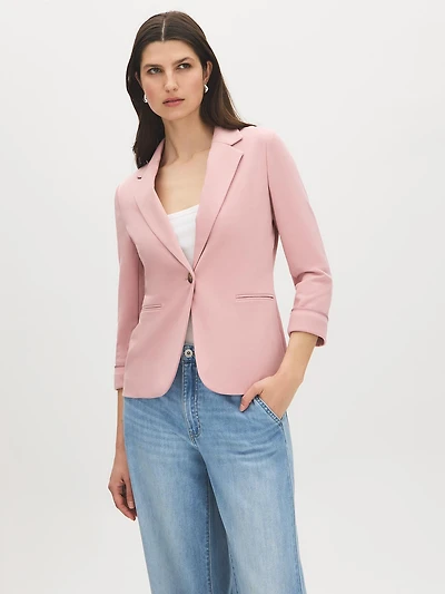 One-Button Blazer with Tipped Cuffs