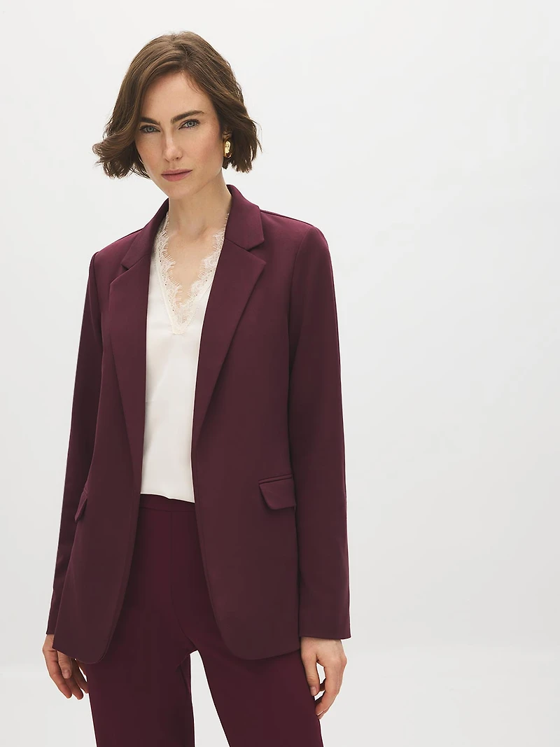 Cuff Open-Front Blazer