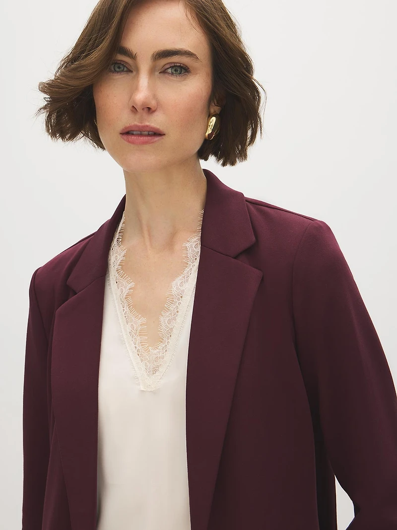 Cuff Open-Front Blazer
