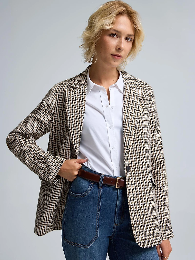 Faux Suede Elbow Patch Blazer