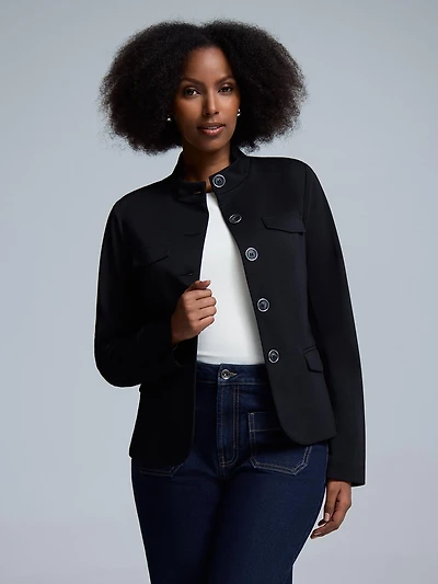 High Neck Button-Up Blazer