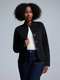 High Neck Button-Up Blazer