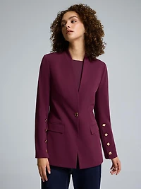 Crepe High Neck Blazer