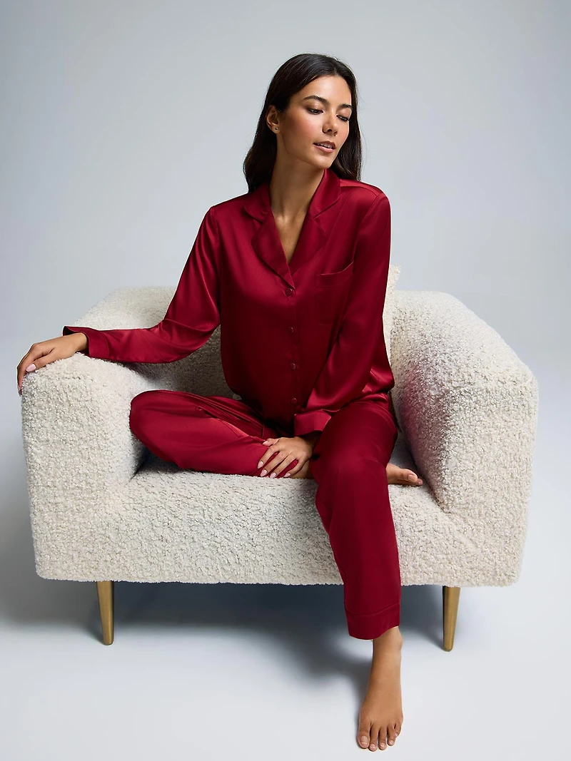 Satin Button-Down Pajama Set