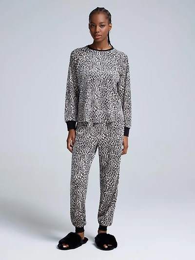 Animal Print Velour Pajama Set