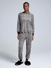 Animal Print Velour Pajama Set