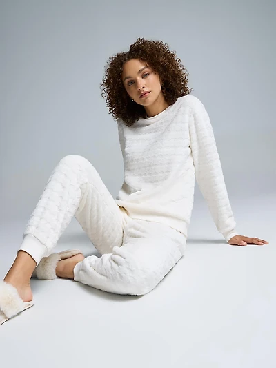 Houndstooth Print Plush Pajama Set