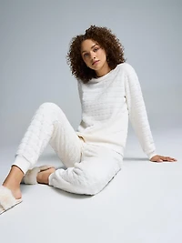 Houndstooth Print Plush Pajama Set