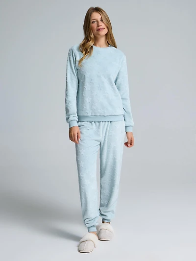 Star Print Plush Pajama Set