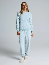 Star Print Plush Pajama Set